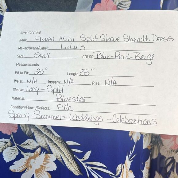 Lulus  Navy Floral Split Sleeve Dress Sz Small Wedding Vacation Celebration - Picture 2 of 12